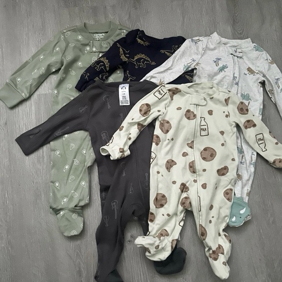 Lot Of 5 Baby Footie Pajamas Size 0-3 Months - Picture 1 of 7